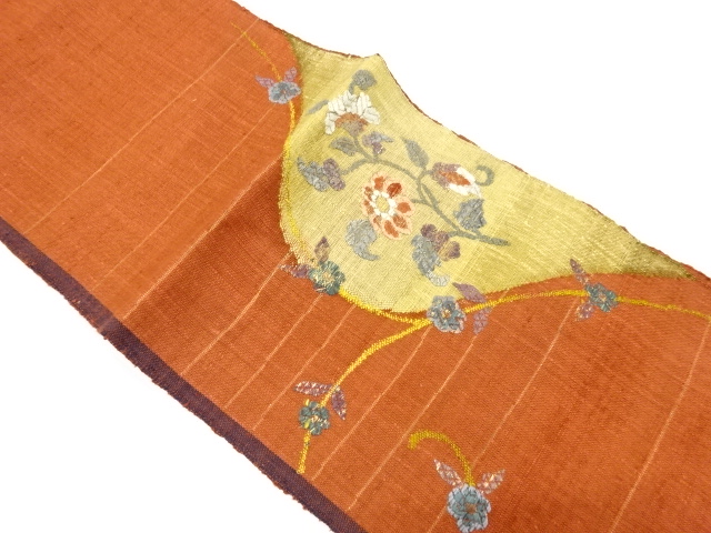 JAPANESE NAGOYA OBI / MAWATA TSUMUGI / WOVEN FLOWER